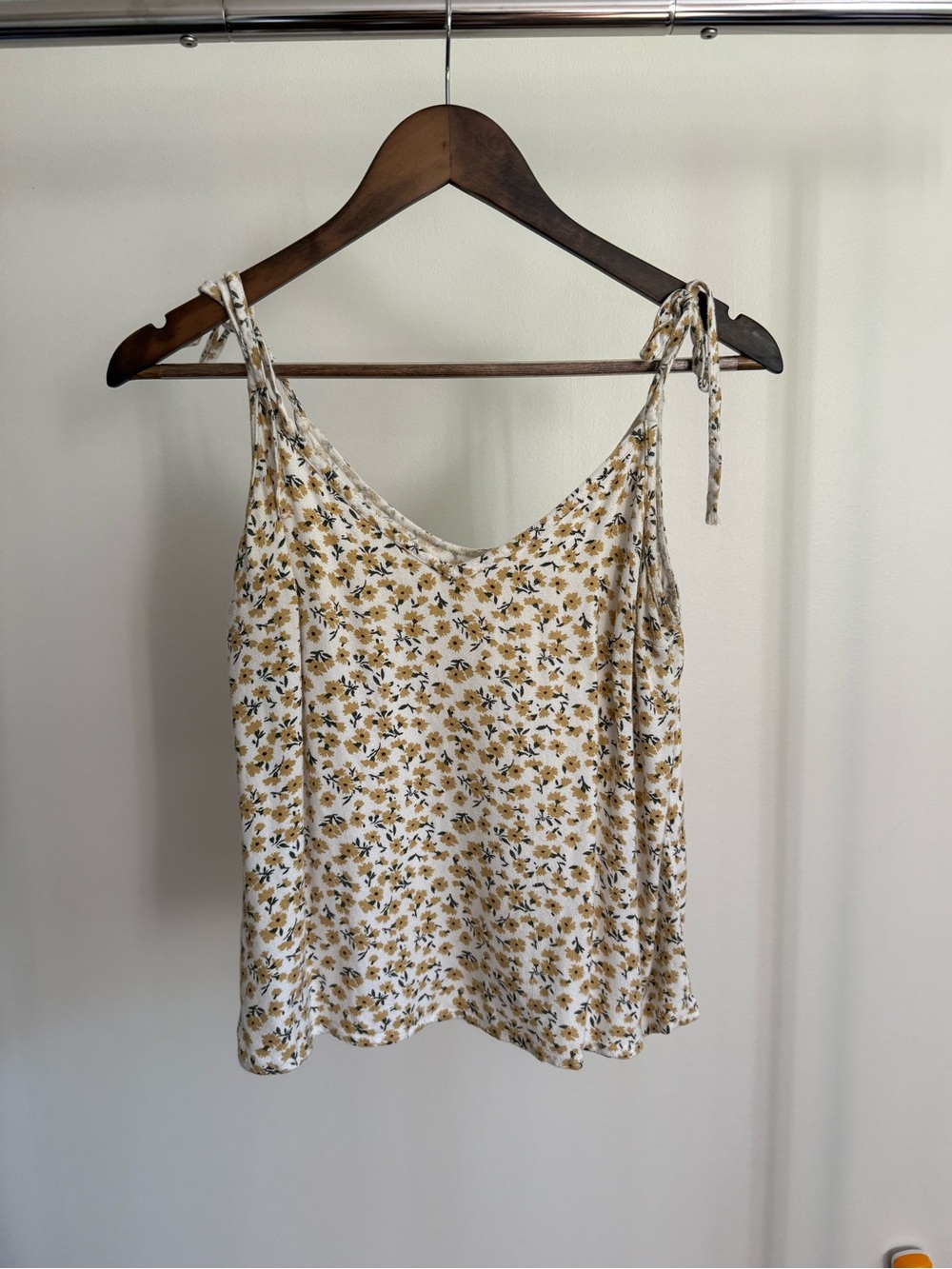 Abercrombie & Fitch White Cami with Mustard Floral Print